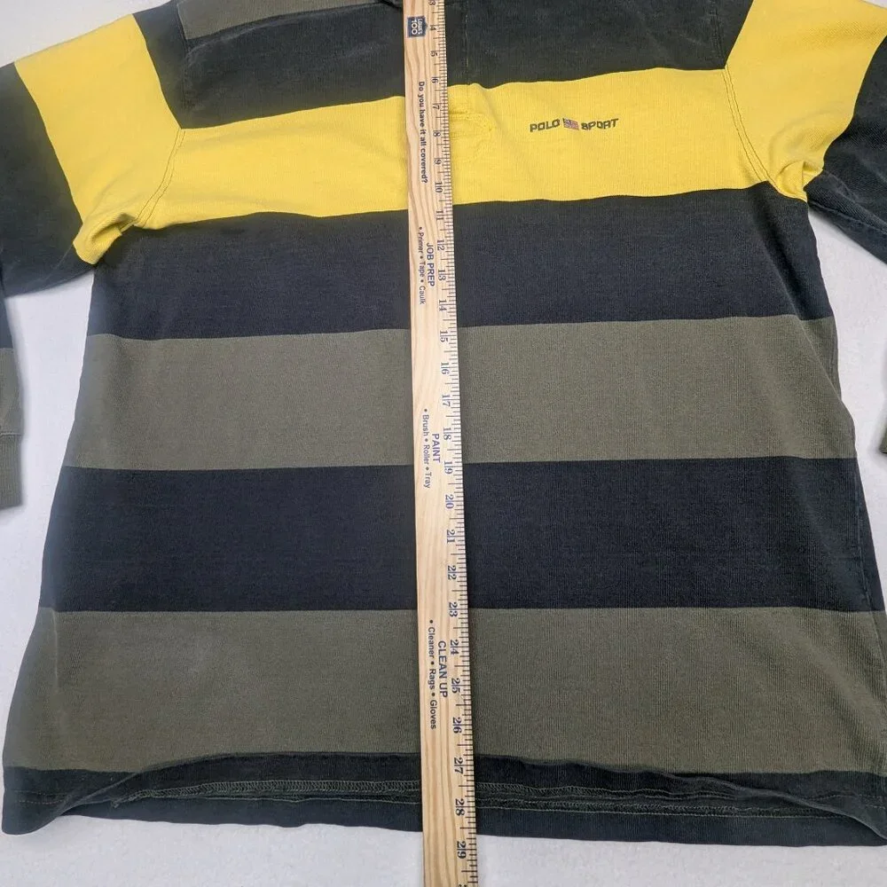 Rare Vintage Ralph Lauren Polo Sport Men's Shirt Gray Black Yellow Size Large L - Picture 4 of 8